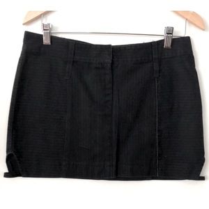 WHO Mini Skirt Cut Out Sides Pin Stripes Black w/ Yellow Stitching Details